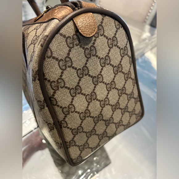 Authentic Gucci Boston Satchel Bag Brown Monogram Coated Canvas - Picture 6 of 16